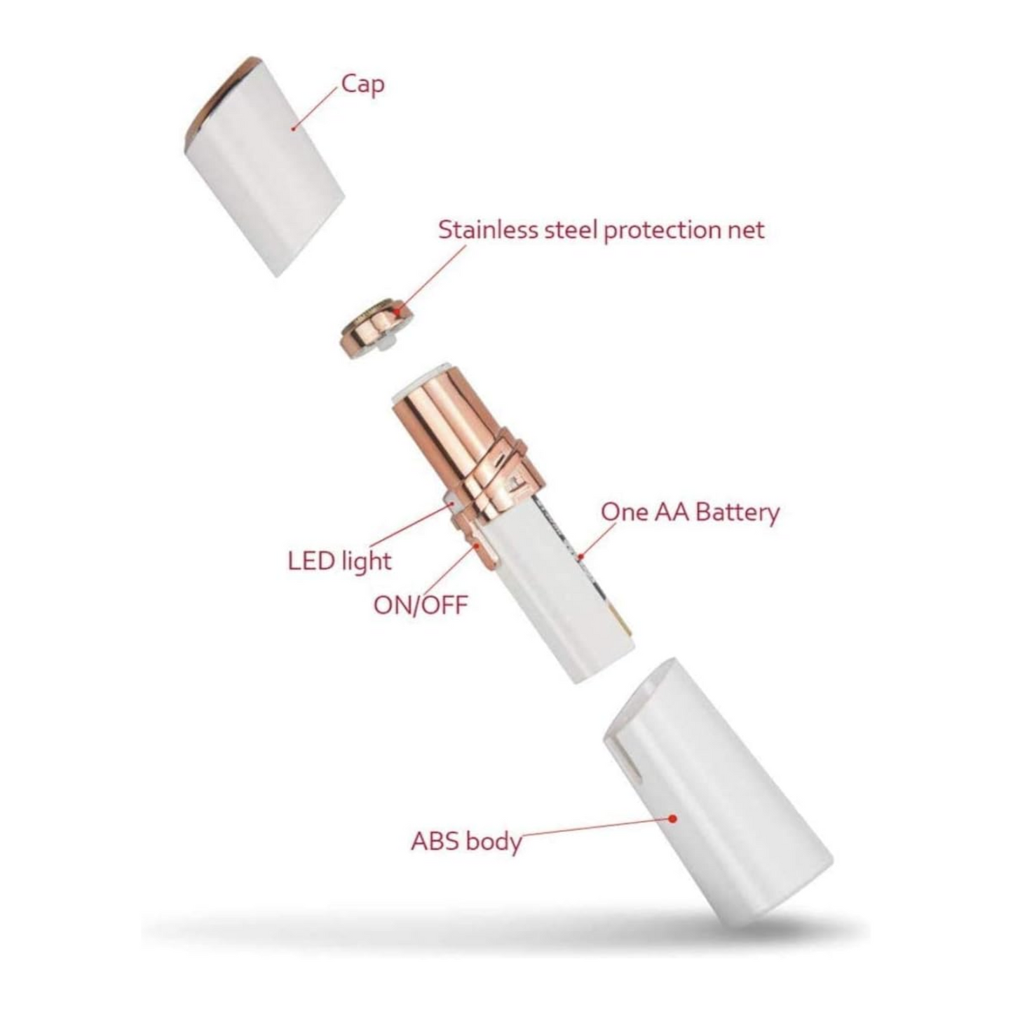 LA Beauty™ Facial Hair Remover for Women, Painless Lady Shaver for Face Hair Removal, Great for Peach Fuzz, Chin, Upper Lip Hair, Battery Included with Built-in LED Light