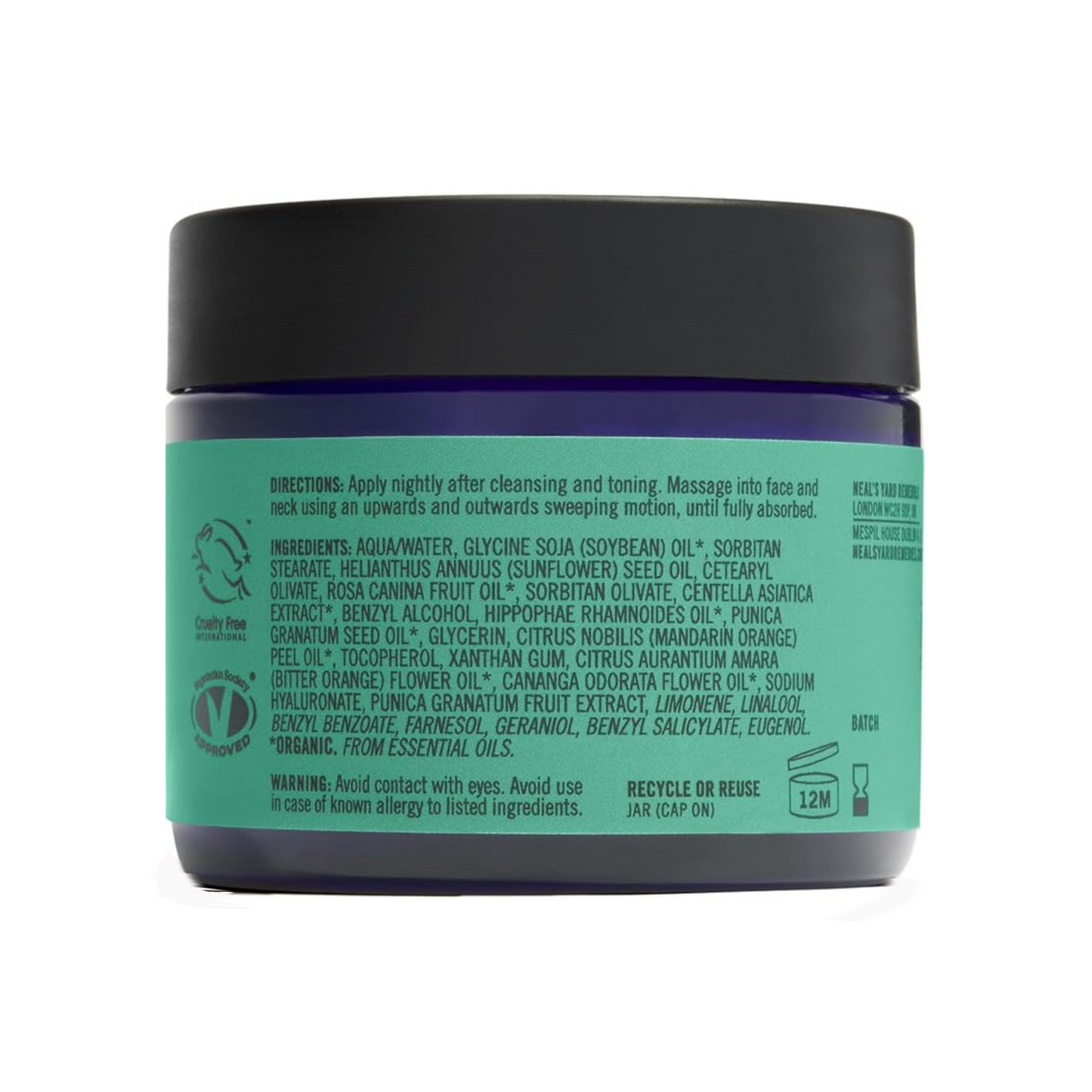 Neal's Yard Remedies Vitamin E & Avocado Night Cream, Deeply Moisturising & Replenishing, Face Moisturiser, Vegan & Cruelty-Free, 50g