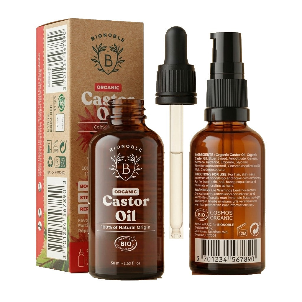 BIONOBLE Organic Castor Oil Cold Pressed - Hexane Free, 100% Natural - 50ml