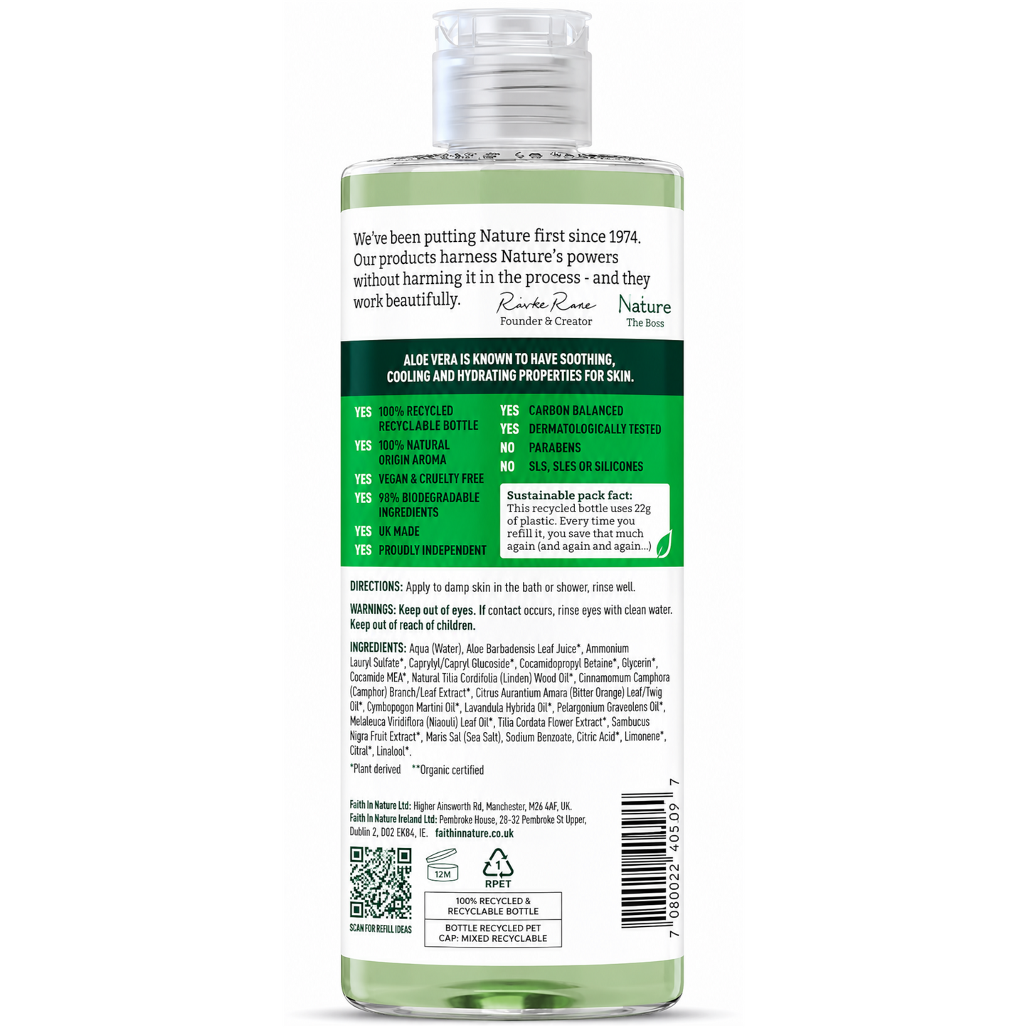 Faith In Nature Natural Aloe Vera Body Wash, Soothing Shower Gel, Vegan and Cruelty Free, No SLS or Parabens, 400 ml