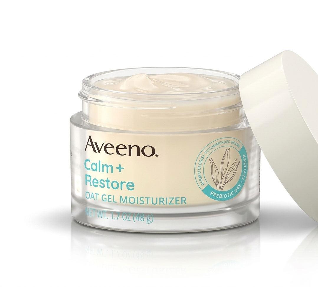Aveeno Face Calm+Restore Oat Gel Moisturiser (1x 50ml), Nourishing Day Cream, Suitable for Sensitive Skin