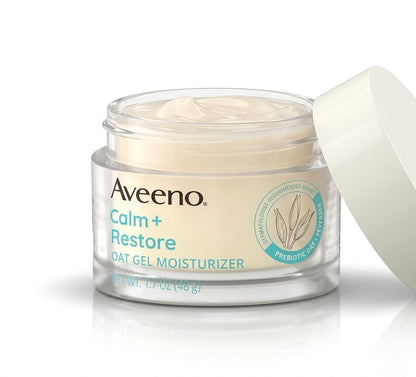 Aveeno Face Calm+Restore Oat Gel Moisturiser (1x 50ml), Nourishing Day Cream, Suitable for Sensitive Skin