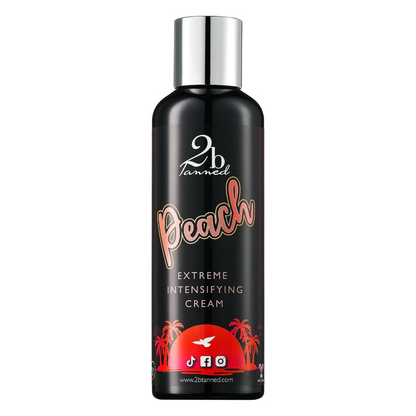2bTanned Sunbed Tanning Accelerator (200ml), Extreme Intensifying Cream, Tan Accelerator for Sun and Sunbed, Nourishing Shea Butter-based Tanning Cream with Carrot Seed Oil and Aloe Vera, Peach