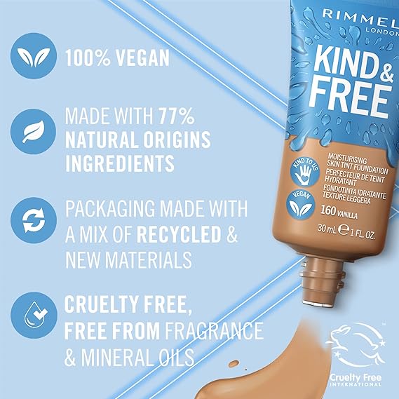 Rimmel Kind + Free Moisturising Skin Tint Foundation, Vanilla 160
