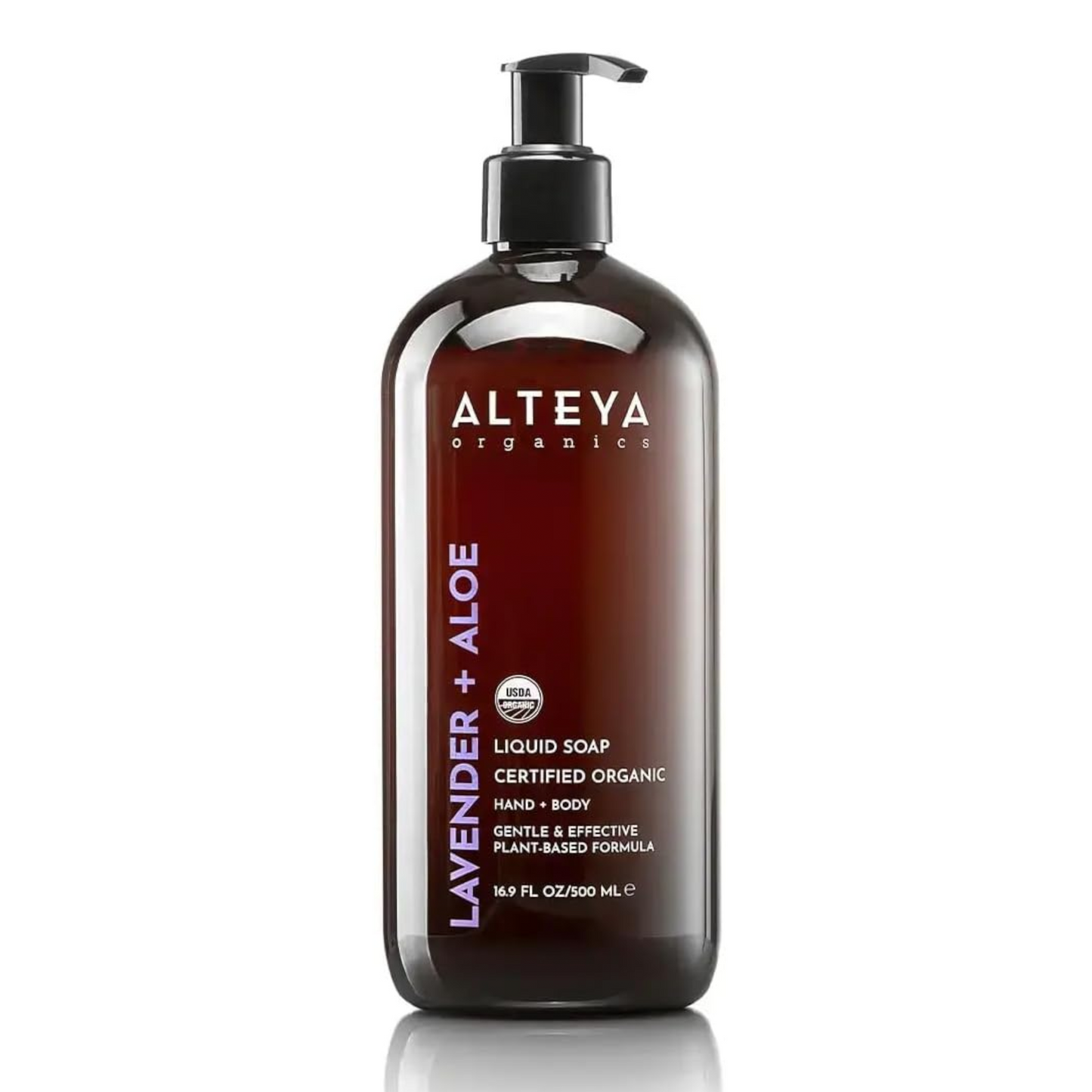 Alteya Organic Lavender & Aloe Liquid Soap 500ml – USDA Certified Organic Product - Gentle Hydrating Hand & Body Wash | Sulfate-Free, Vegan & Cruelty-Free