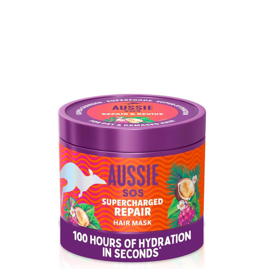 Aussie SOS Supercharged Repair Hair Mask 500ml for Dry and Damaged Hair. Helps Repair and Protect Against Damage Leaving Hair Soft, Smooth and Hydrated for 100 Hours. Vegan Formula
