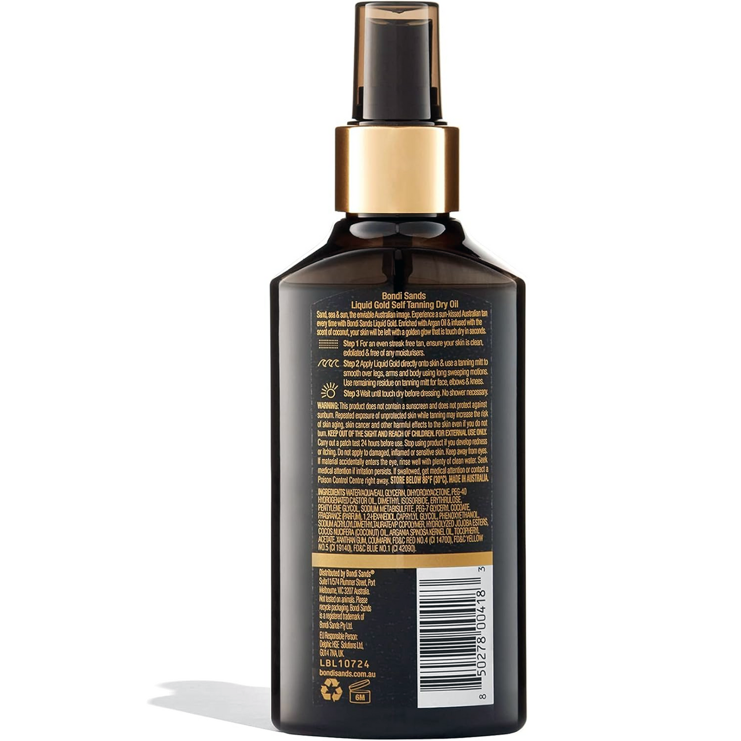 Bondi Sands Liquid Gold Self-Tanning Dry Oil | Ultra Nourishing No Wash Off Formula Gives Skin a Long-Lasting Golden Tan, Enriched with Argan Oil, Vegan + Cruelty , Coconut Scent | 150 mL/5.07 Oz