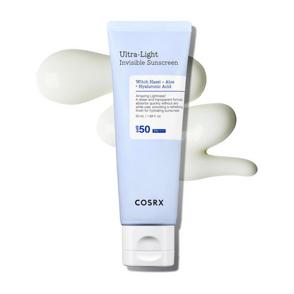 COSRX Ultra-Light Invisible Sunscreen SPF 50 Face Moisturiser, PA++++ Korean Sunscreen, Non Oily Sun Cream, UVA/UVB Protection, Daily Hydrating Sun Lotion, No White Cast 50ml