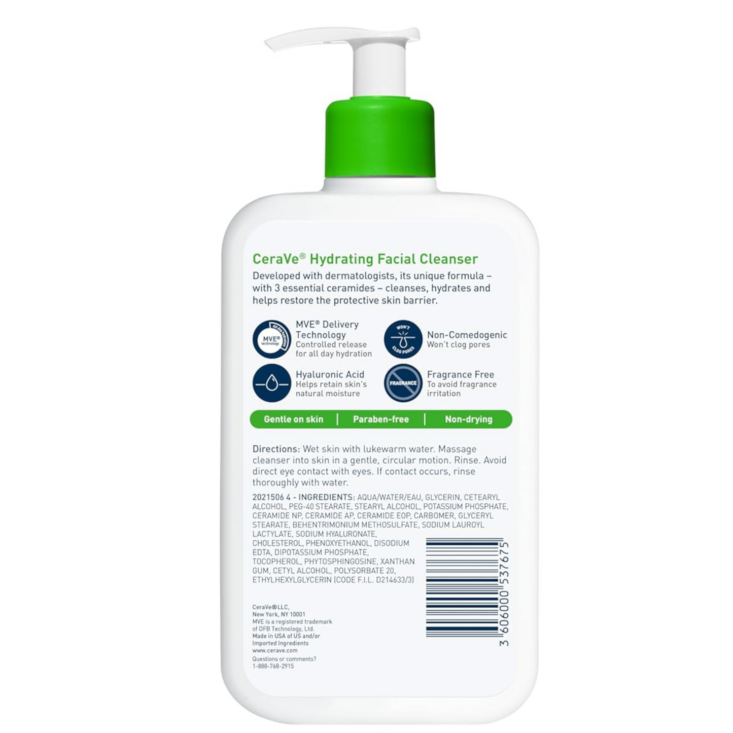 CeraVe Hydrating Cleanser for Normal to Dry Skin 236 ml with Hyaluronic Acid and 3 Essential Ceramides