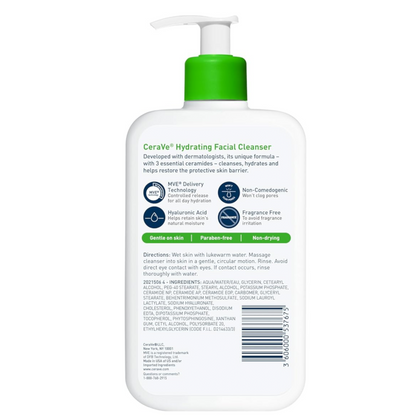 CeraVe Hydrating Cleanser for Normal to Dry Skin 236 ml with Hyaluronic Acid and 3 Essential Ceramides
