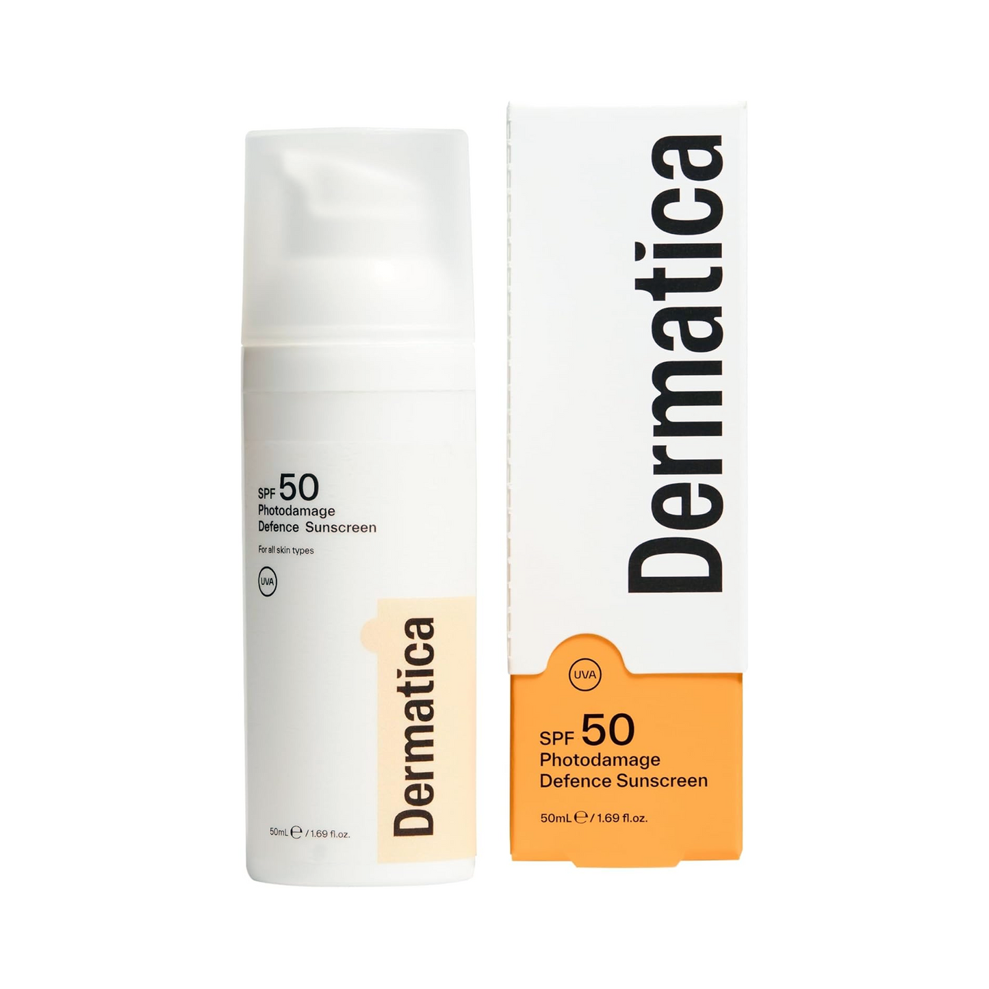 Dermatica SPF 50 Photodamage Defence Sunscreen | Anti-Ageing and Anti-Wrinkle I Fast Absorbing Lightweight Cream | Fragrance Free (50ml)