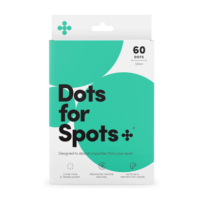 Dots for Spots Patches - Pack of 60 Translucent Hydrocolloid Spot Patch Spot Treatment Stickers for Face and Body - Fast-Acting, Vegan & Cruelty Free Skin Care