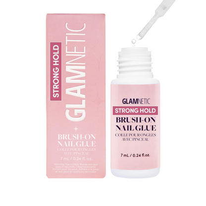 Glamnetic Super Strong Brush On Nail Glue | Brush Tip Applicator, Mess Free, Travel Friendly, Vegan | Durable & Long-Lasting | .24 oz