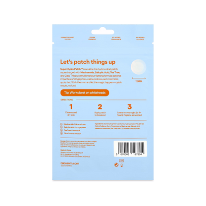 Glossom Spot Patches -36 SuperHydro Patch Korean Hydrocolloid Pimple Patches for Face, Acne Patches, Blemish Patches, Spot Stickers & Dots for Spot Treatment - Niacinamide, Cica, Vegan & Cruelty-Free