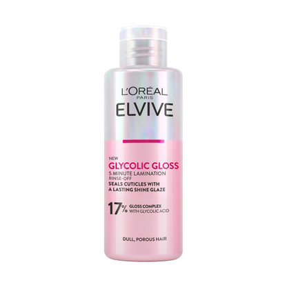 L'Oréal Paris Rinse-Off Treatment For Dull Hair, Elvive Glycolic Gloss 5 Minute Lamination With 17% Gloss Complex, Fills Hair Fibres For Instant Silkiness And Long-Lasting Smooth Shine For Days, 200ml