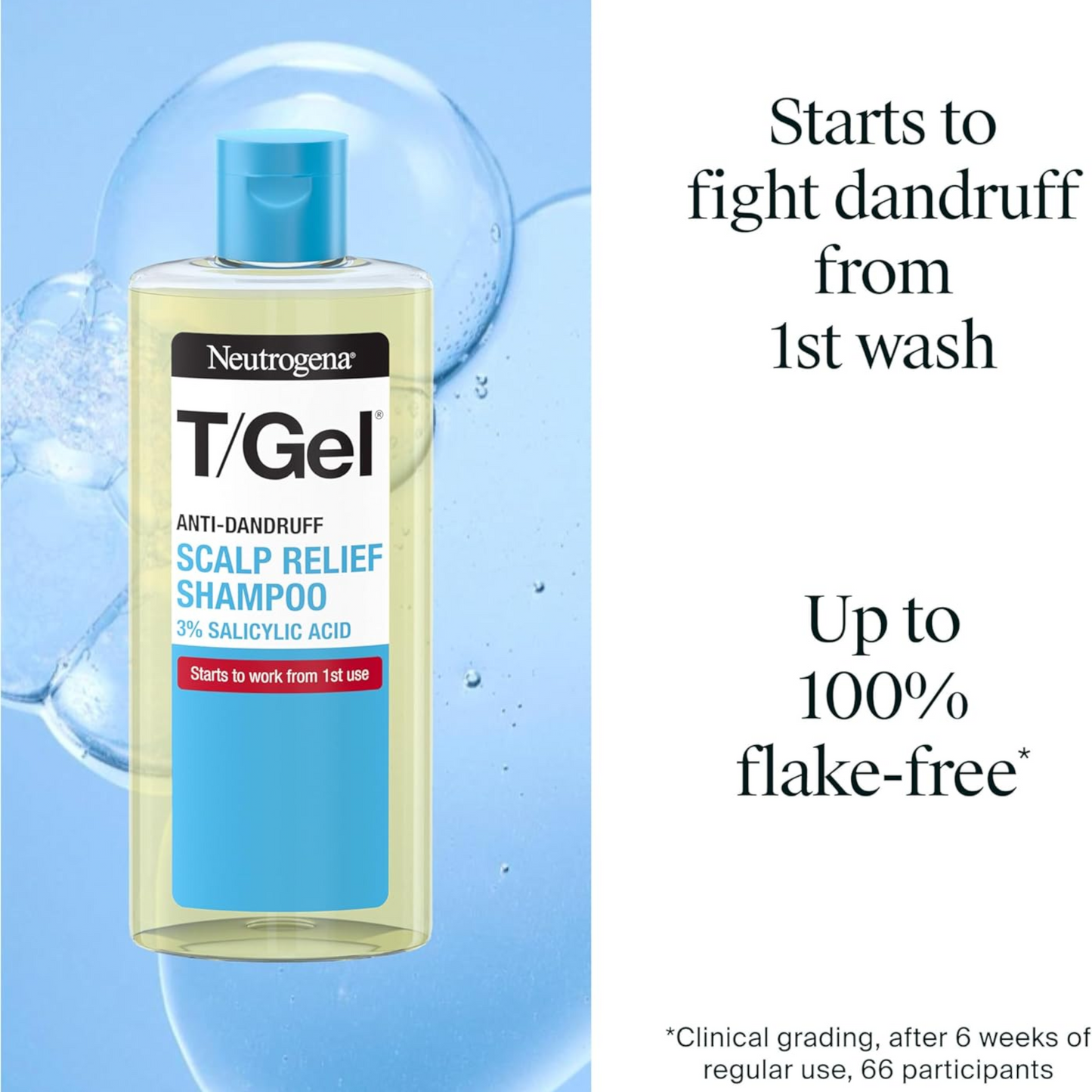 Neutrogena T/Gel Scalp Relief Anti-Dandruff Shampoo (250ml) With 3% Salicylic Acid, Suitable for Those Prone to Scalp Psoriasis and Seborrhoeic Dermatitis,Packaging may vary