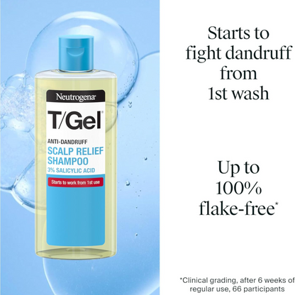 Neutrogena T/Gel Scalp Relief Anti-Dandruff Shampoo (250ml) With 3% Salicylic Acid, Suitable for Those Prone to Scalp Psoriasis and Seborrhoeic Dermatitis,Packaging may vary