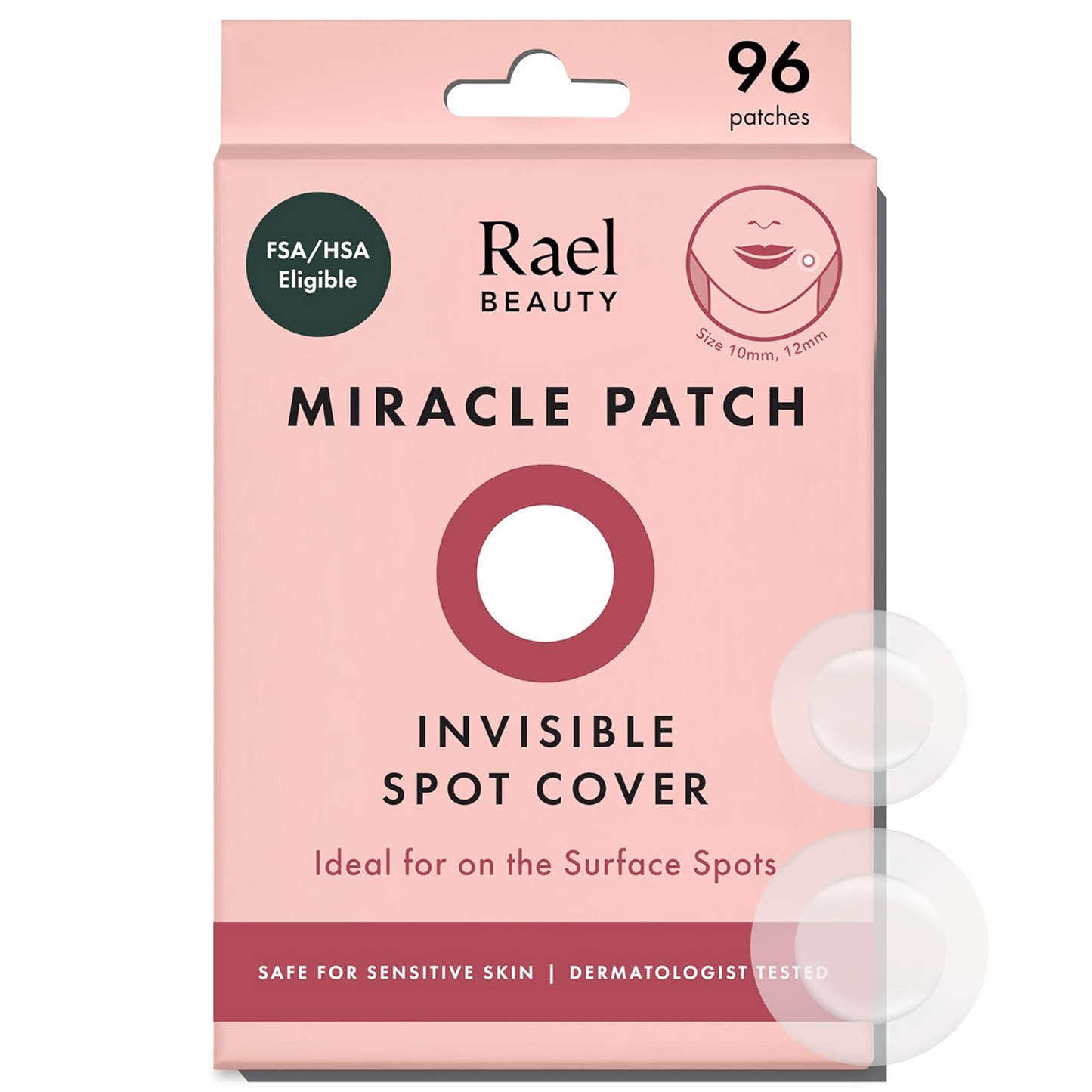 Rael Pimple Patches, Miracle Invisible Spot Cover - Korean Skincare, Hydrocolloid Acne Spot Treatment Patch, Face Stickers, Vegan & Cruelty Free, 2 Sizes (96 Patches)