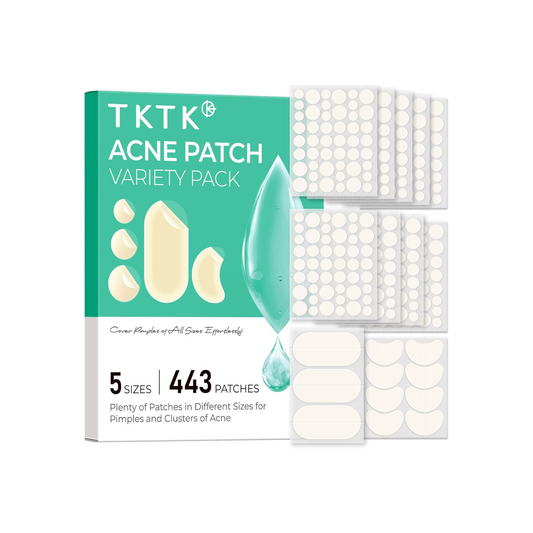 443 Count Pimple Patches for Face, Hydrocolloid Acne Patch Bulk, Acne Stickers for Covering Cheeks, Forehead, Chin Blemishes Zit Breakouts for All Skin Types (Dots, Strip, Contoured 5 Sizes)