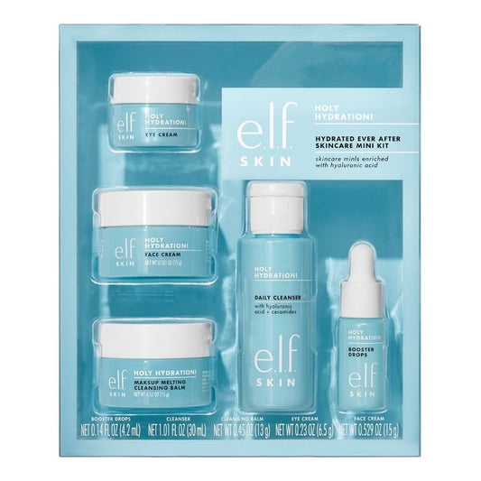 e.l.f. SKIN Hydrated Ever After Skincare Mini Kit, Cleanser, Makeup Remover, Moisturiser & Eye Cream For Hydrating Skin, Airplane-Friendly Sizes