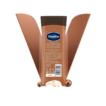 Vaseline Intensive Care Cocoa Radiant Body Lotion with ultra-hydrating lipids and pure cocoa butter for dry skin 200 ml
