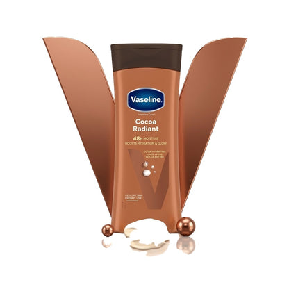 Vaseline Intensive Care Cocoa Radiant Body Lotion with ultra-hydrating lipids and pure cocoa butter for dry skin 200 ml