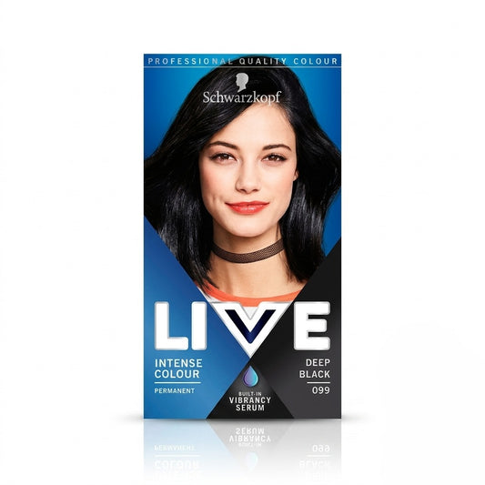 Schwarzkopf LIVE Intense Colour Permanent Hair Dye — Deep Black 099 | Skinelle UK