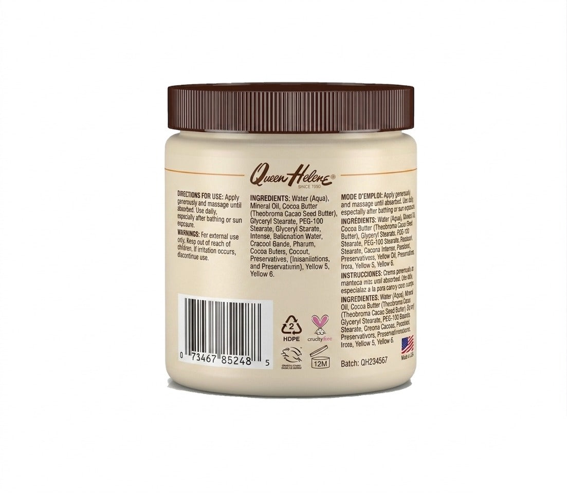Queen Helene Natural Cocoa Crème, Cocoa Butter, 15 Ounce