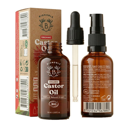 BIONOBLE Organic Castor Oil Cold Pressed - Hexane Free, 100% Natural - 50ml