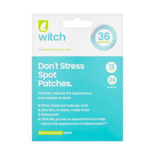 Witch Spot Patches - with Hydrocolloid; Salicylic Acid and Calming Witch Hazel to Promote Healing - Fast Acting - for Day and Night - 24 Medium - 12 Small Patches