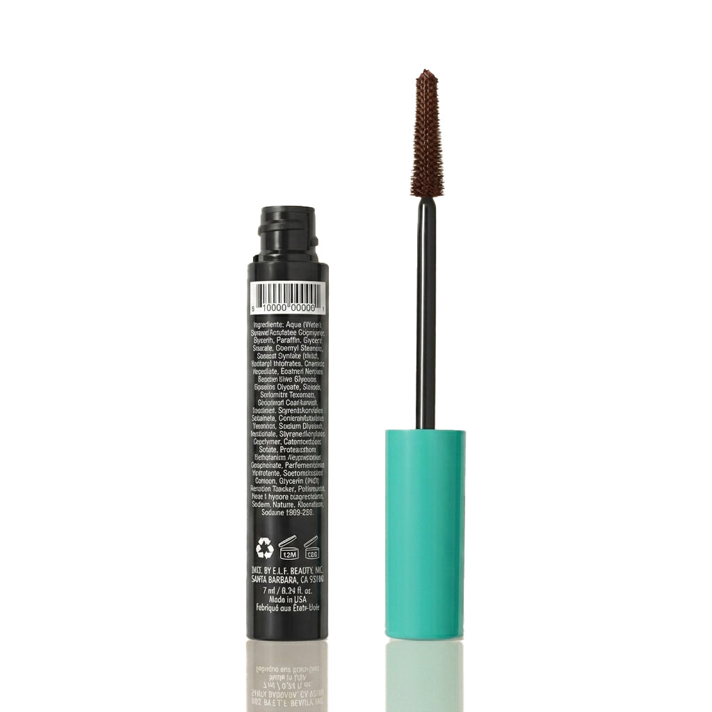 Eyebrow pencil with black tip and teal casing on a white background