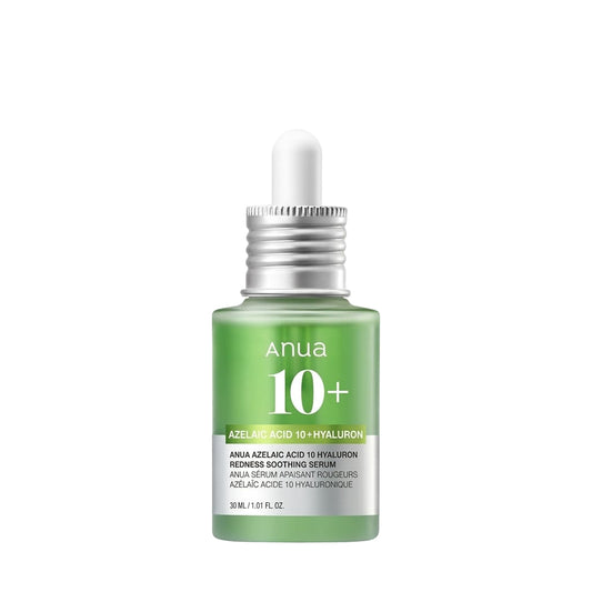 Anua 10+ serum bottle with dropper on a white background