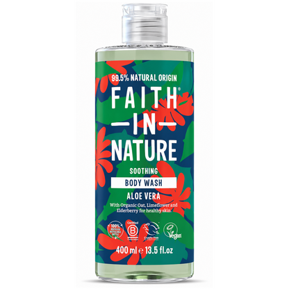 Faith In Nature Natural Aloe Vera Body Wash, Soothing Shower Gel, Vegan and Cruelty Free, No SLS or Parabens, 400 ml