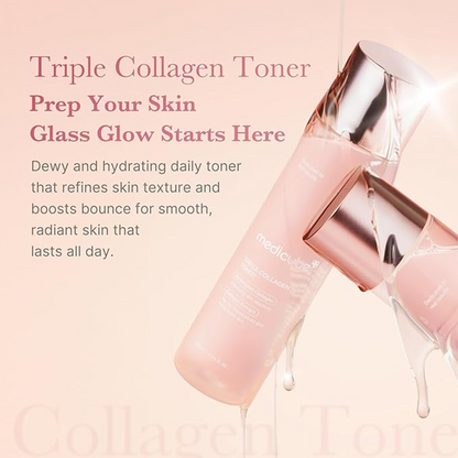 medicube Triple Collagen Toner - Hydrolyzed, Atelo, & Soluble Collagen for Deep Hydration & Plump Skin - Fast-Absorbing Formula for All-Day Suppleness, Korean Skincare (140ml)