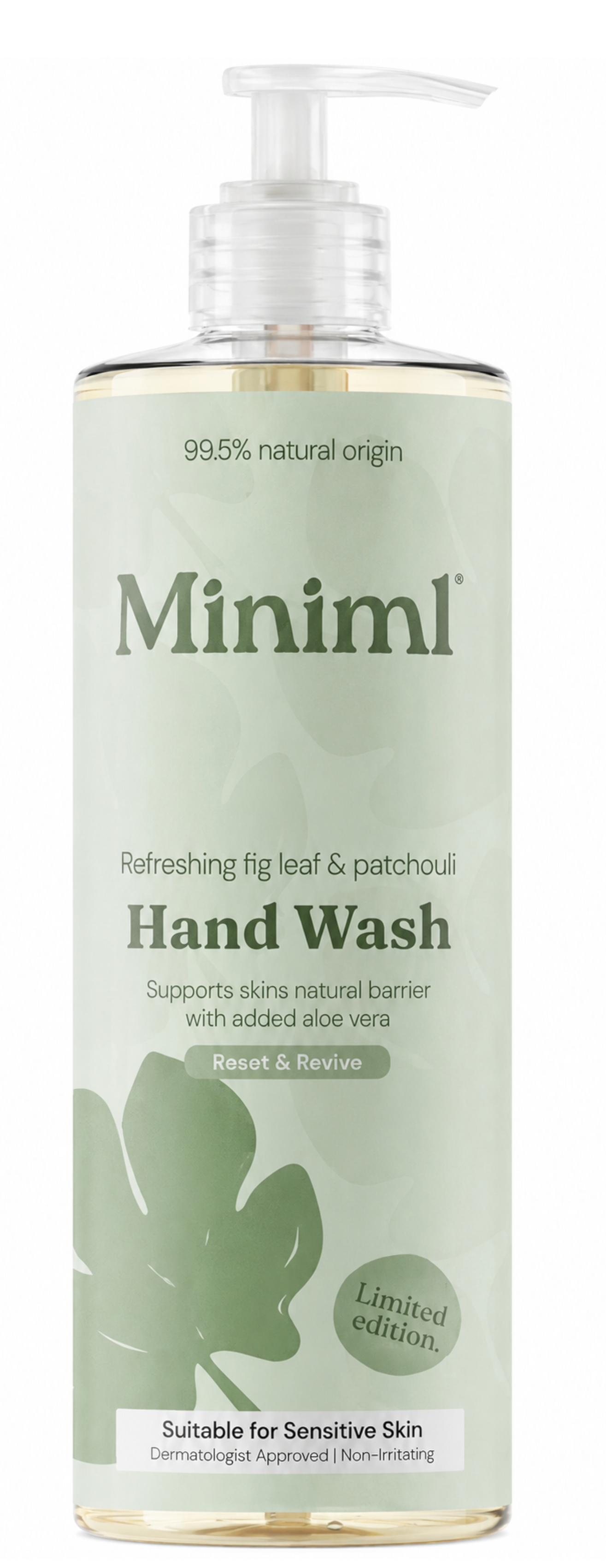 Miniml Natural Hand Wash Fig Leaf & Patchouli 400ml - Vegan & Cruelty Free Liquid Soap for Sensitive Skin, Moisturising & Gentle Everyday Hand Cleansing