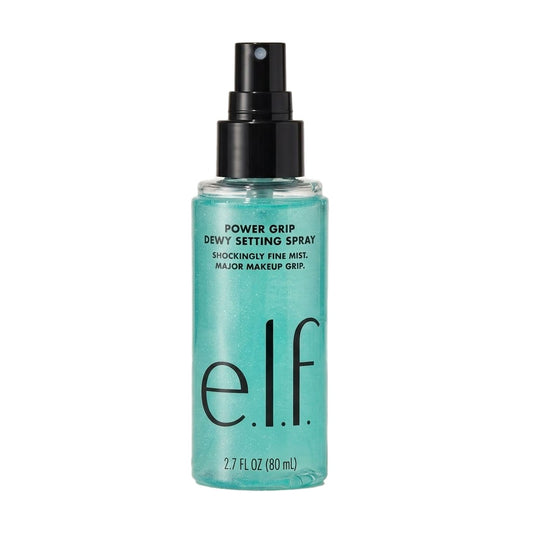 e.l.f. Power Grip Dewy Setting Spray bottle on a white background