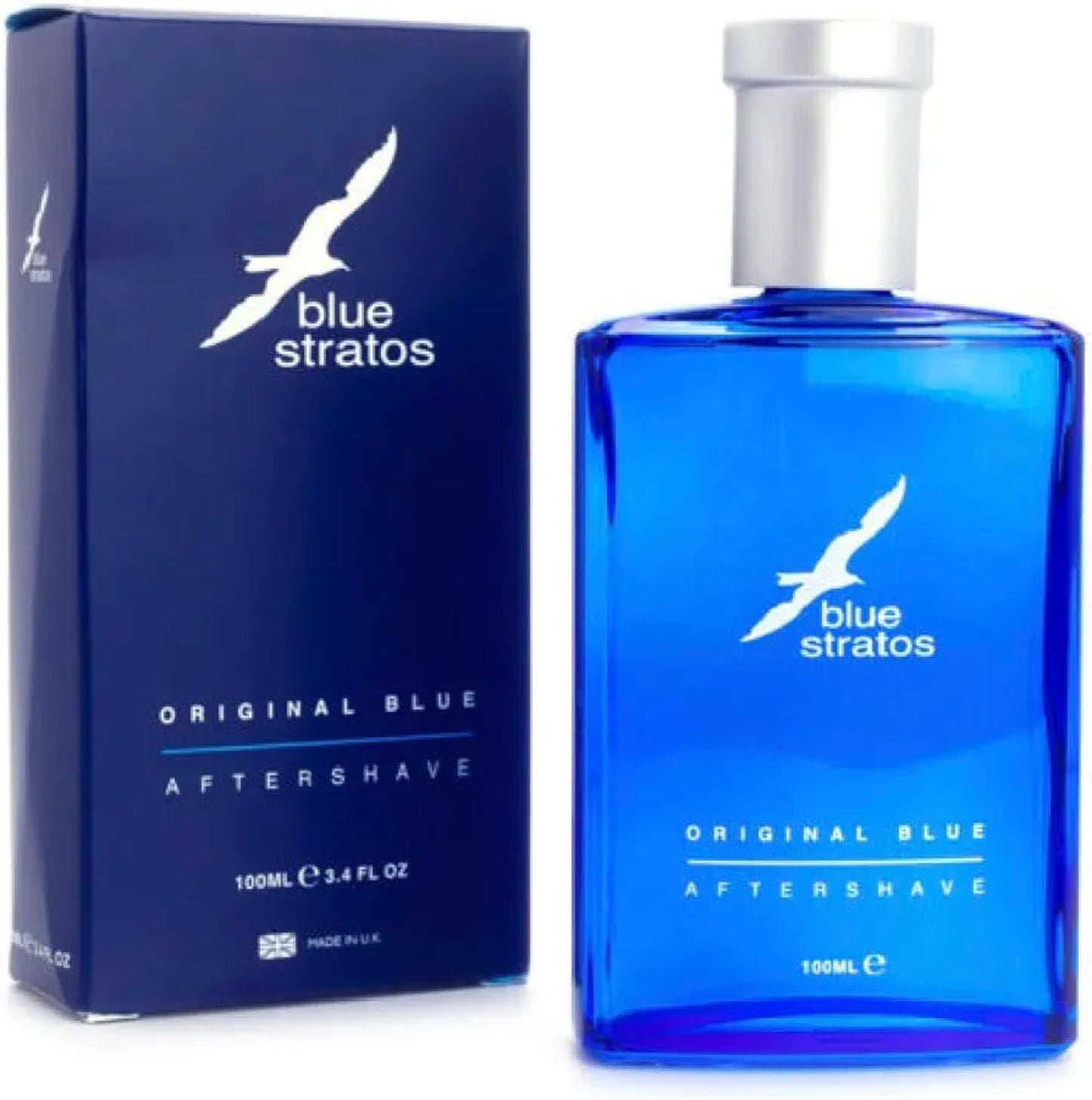 Blue Stratos Aftershave, Original Blue for Men, Bathroom Essential, Mens Aftershave, Classic Scent of Cedarwood, Vanilla, and Musk, 100ml