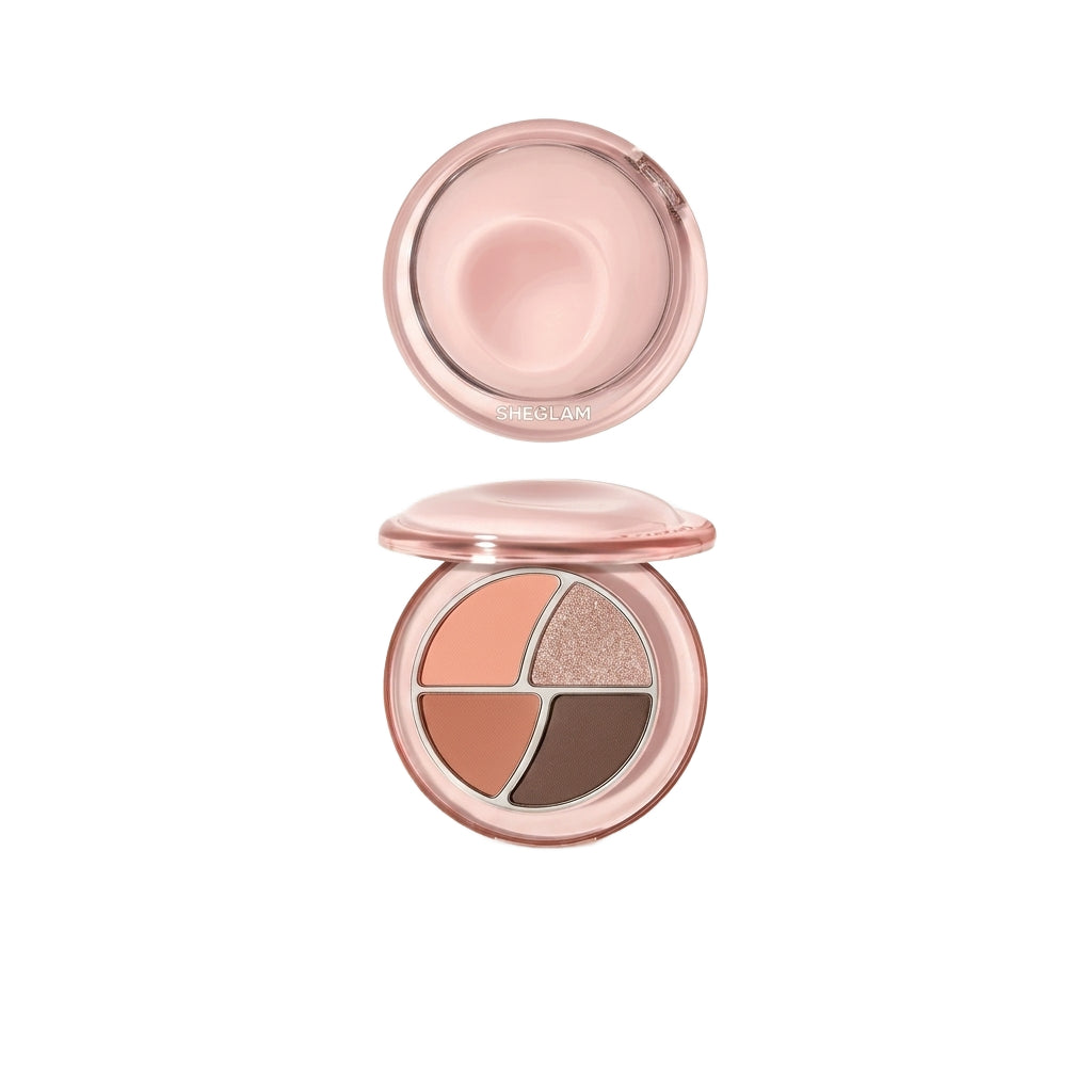 Makeup compact with three shades on a white background