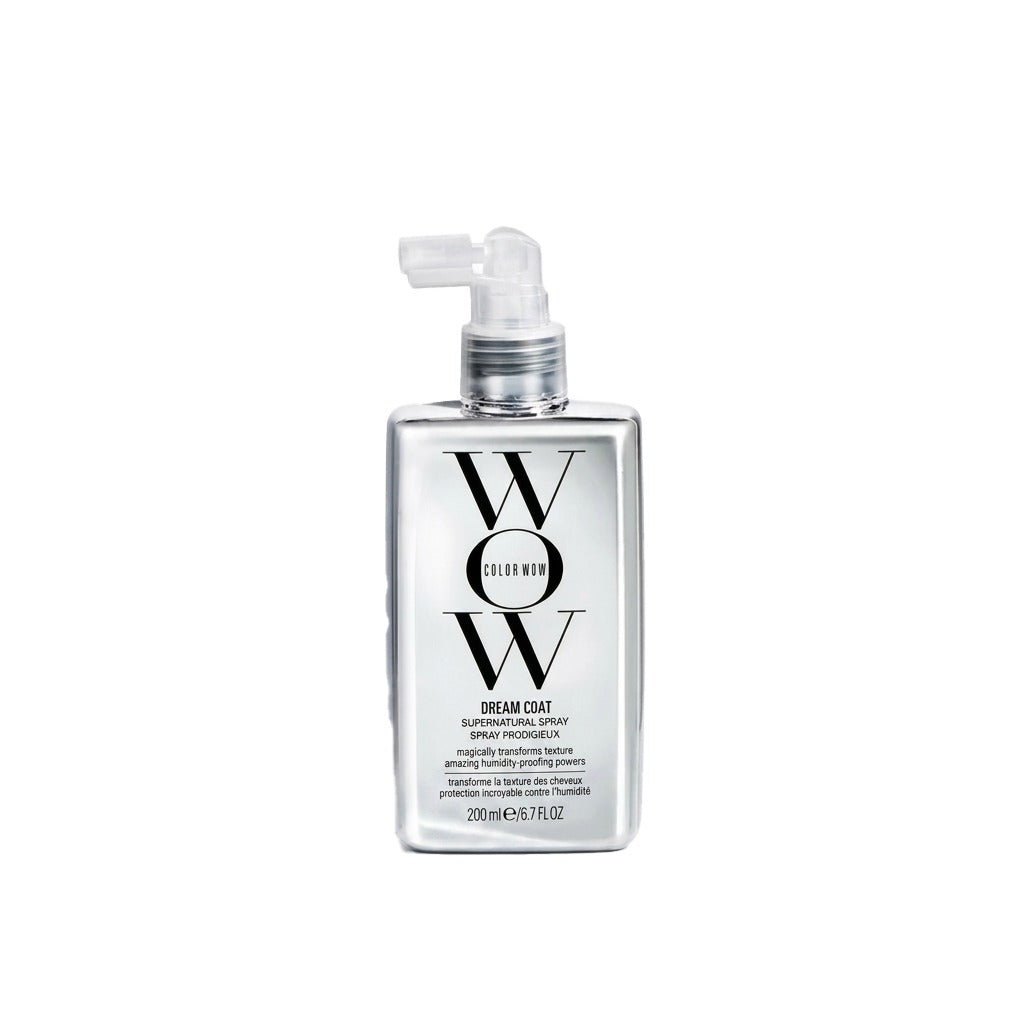 Bottle of WOW Color Wow Dream Coat hair product on a white background