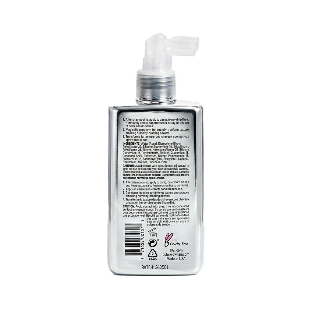 Back view of a bottle with text and a pump on a white background